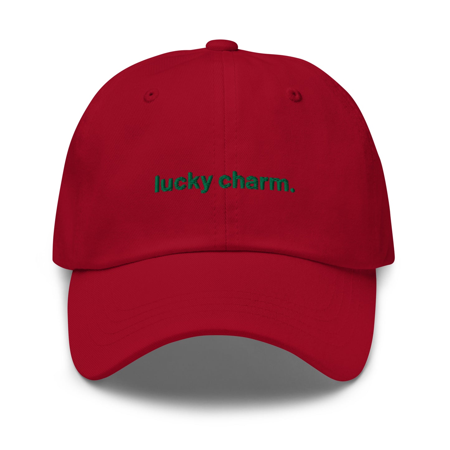 “lucky charm.” & shamrocks trio Embroidered Baseball Hat