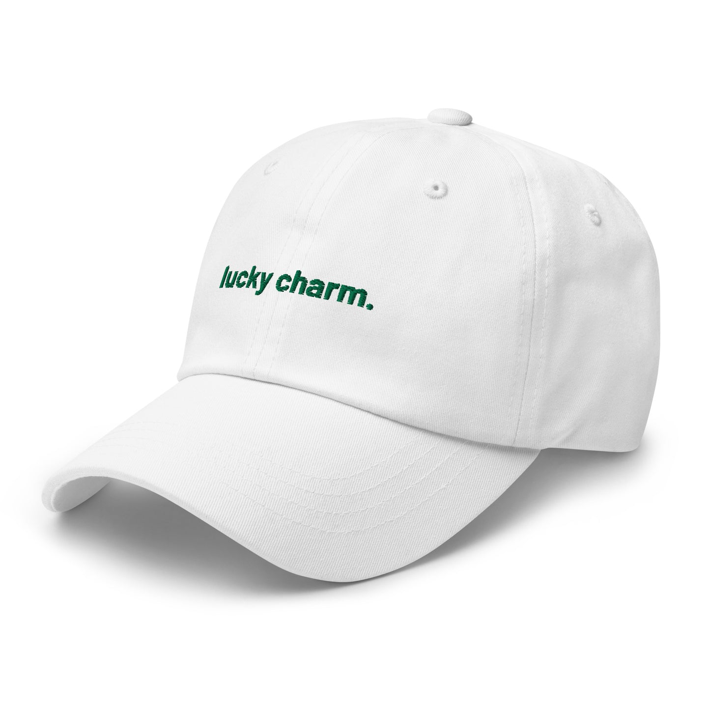 “lucky charm.” & shamrocks trio Embroidered Baseball Hat