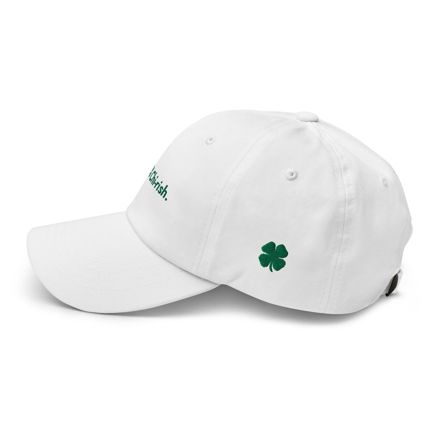 “100% Chi-rish.” & Shamrock Embroidered Baseball Hat
