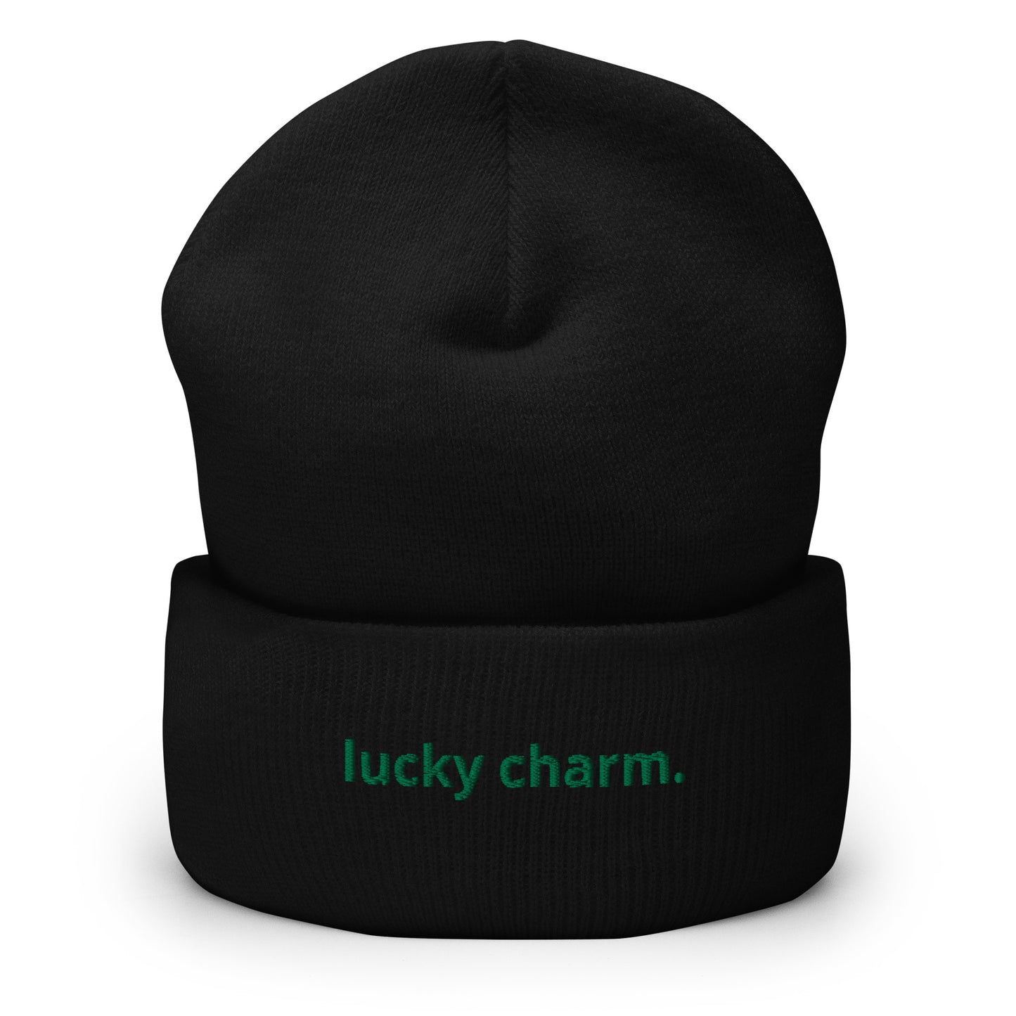 “lucky charm.” Embroidered Cuffed Beanie