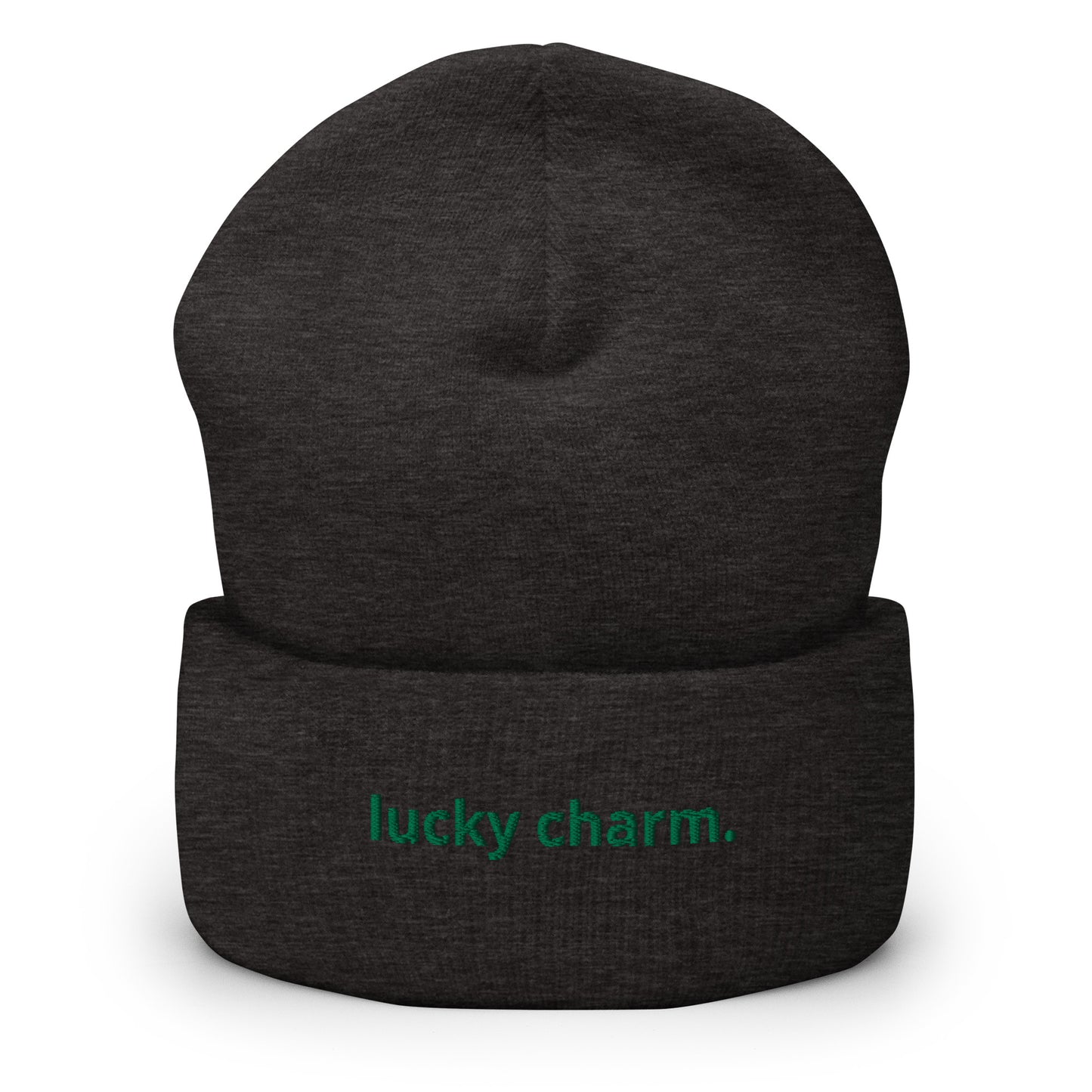 “lucky charm.” Embroidered Cuffed Beanie