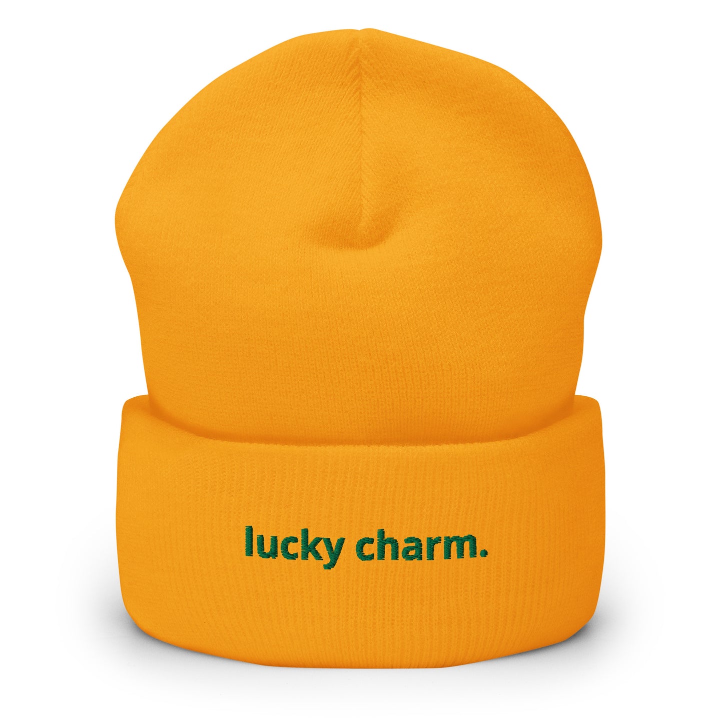 “lucky charm.” Embroidered Cuffed Beanie