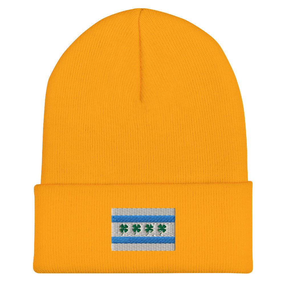 Chi-rish Flag Cuffed Beanie (with white stripes)