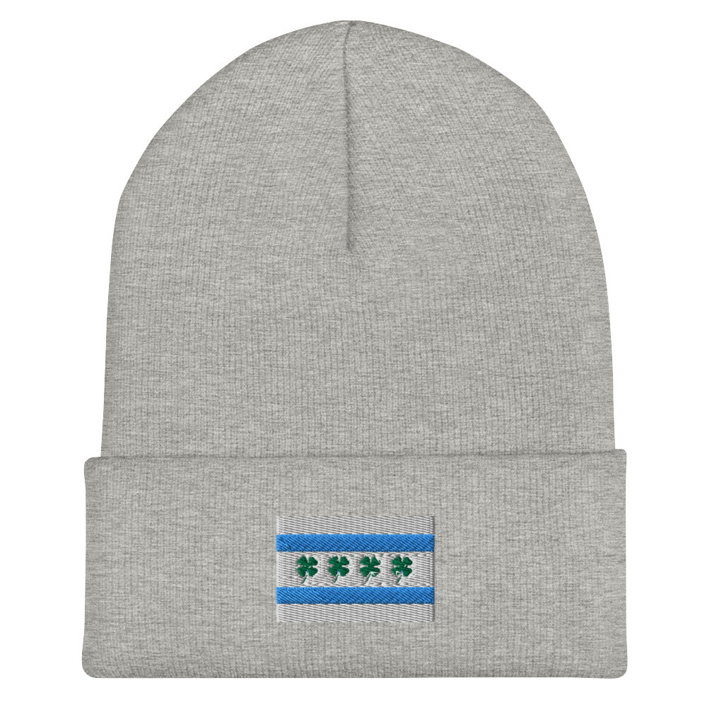 Chi-rish Flag Cuffed Beanie (with white stripes)