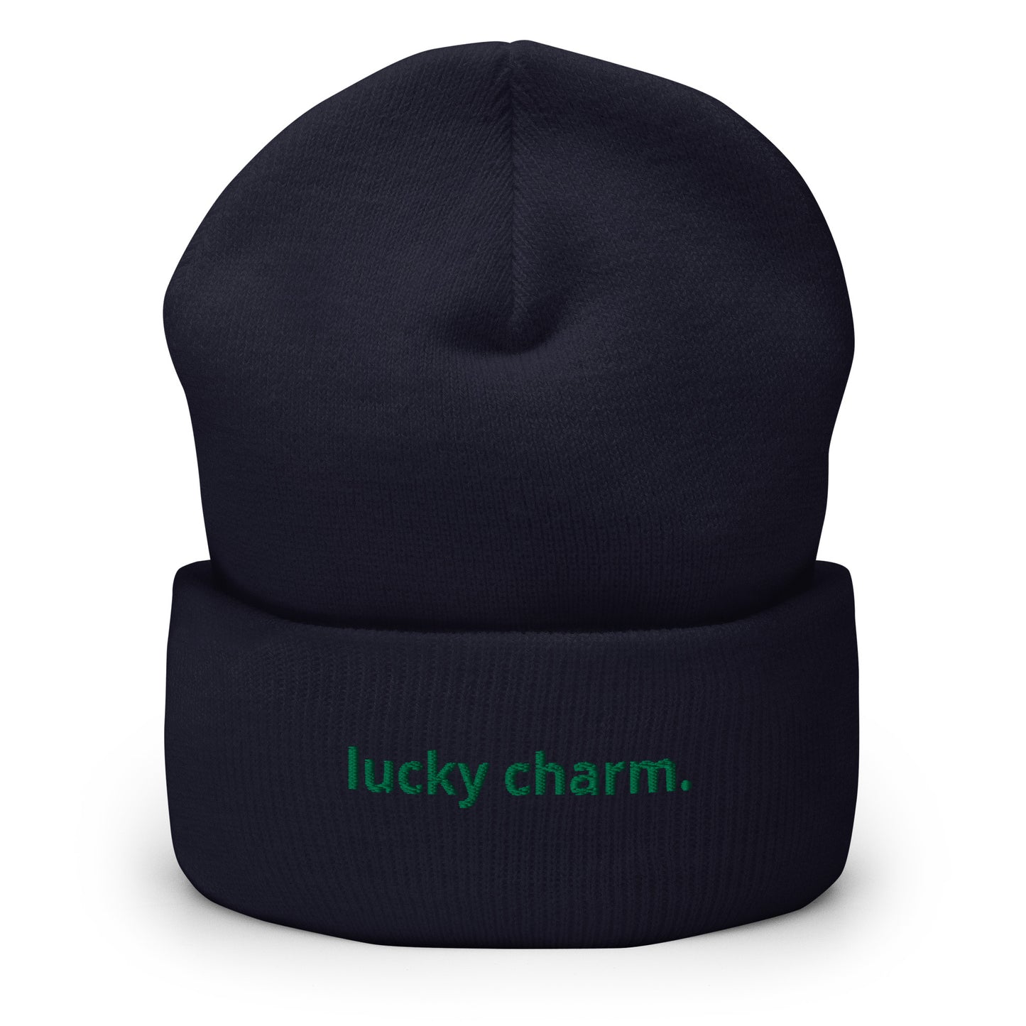 “lucky charm.” Embroidered Cuffed Beanie