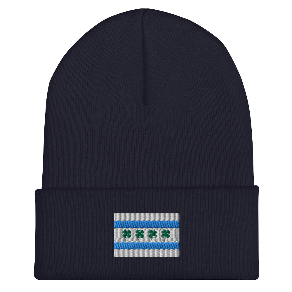 Chi-rish Flag Cuffed Beanie (with white stripes)