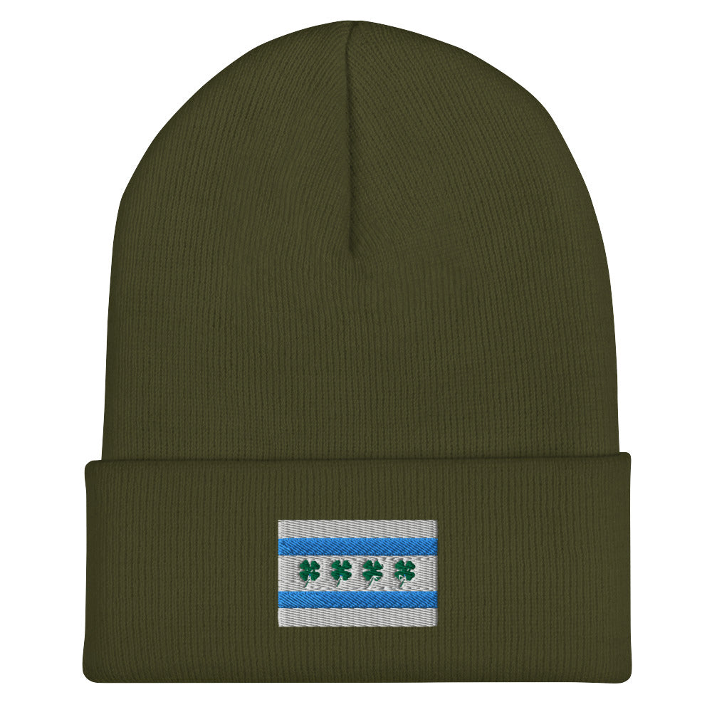 Chi-rish Flag Cuffed Beanie (with white stripes)