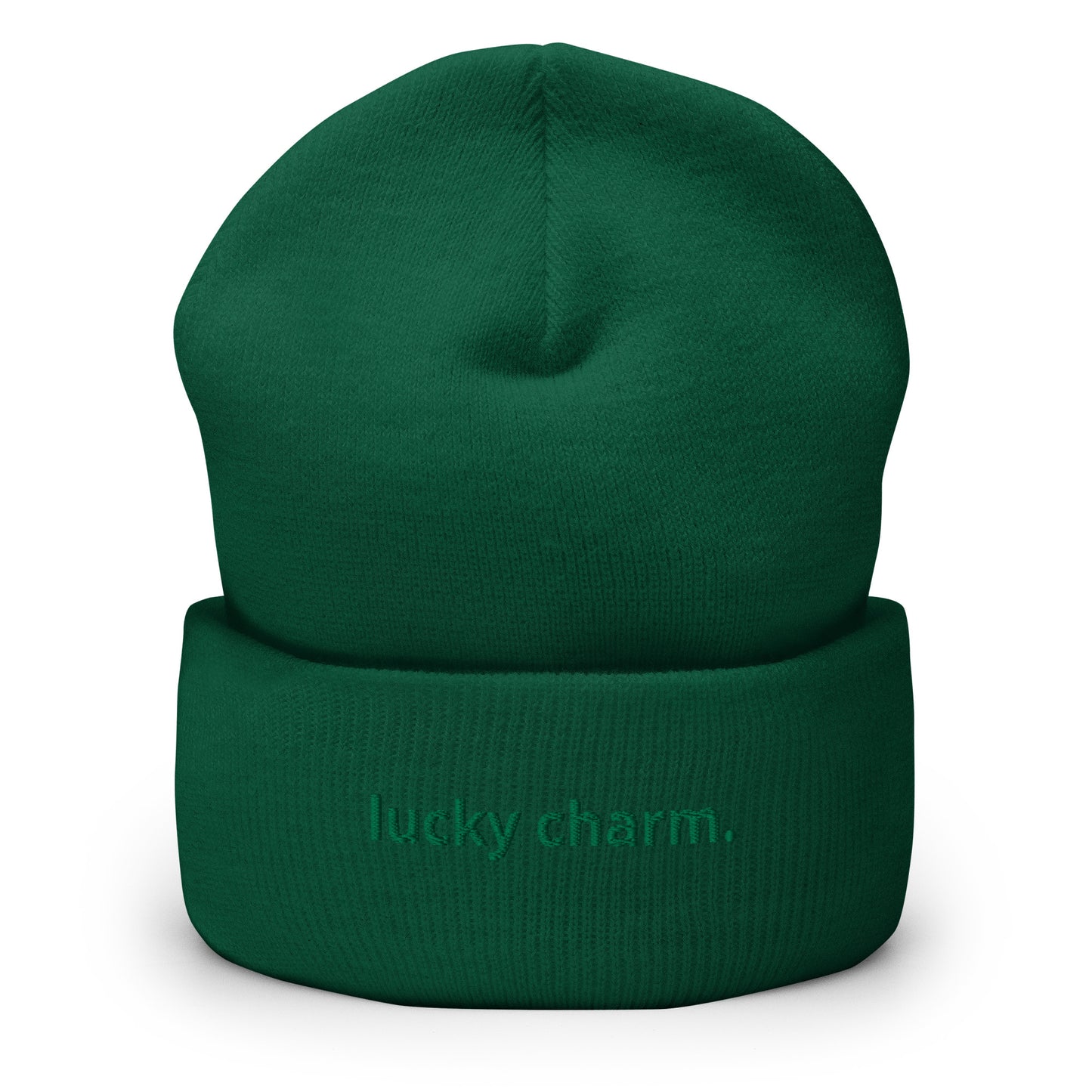 “lucky charm.” Embroidered Cuffed Beanie