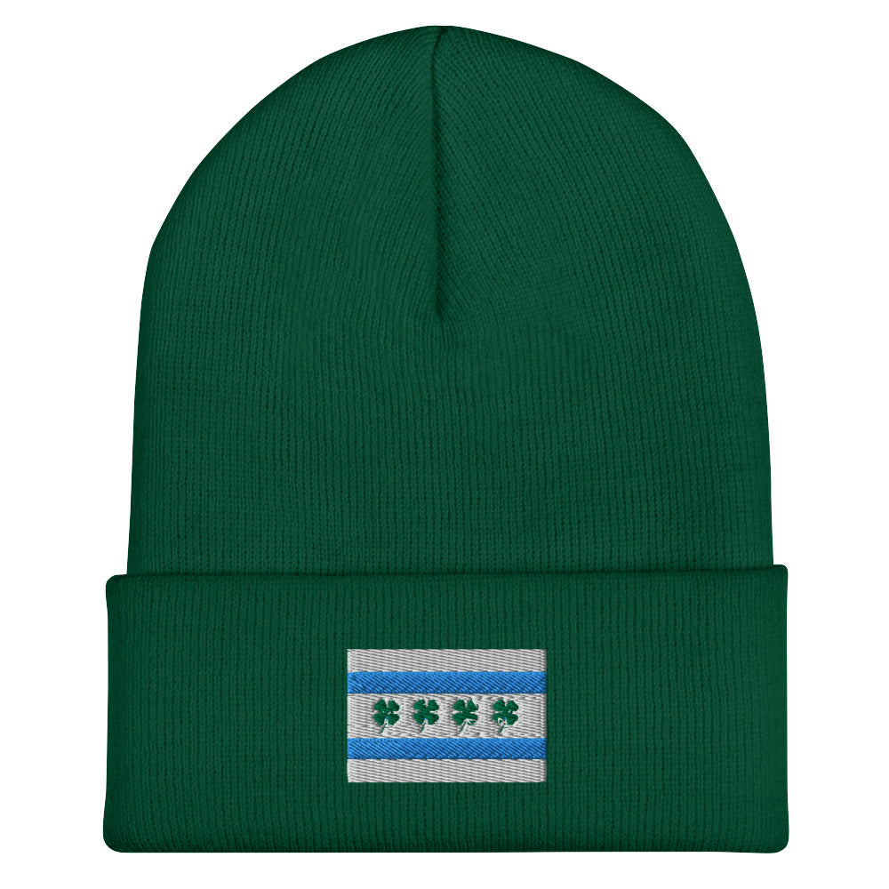 Chi-rish Flag Cuffed Beanie (with white stripes)