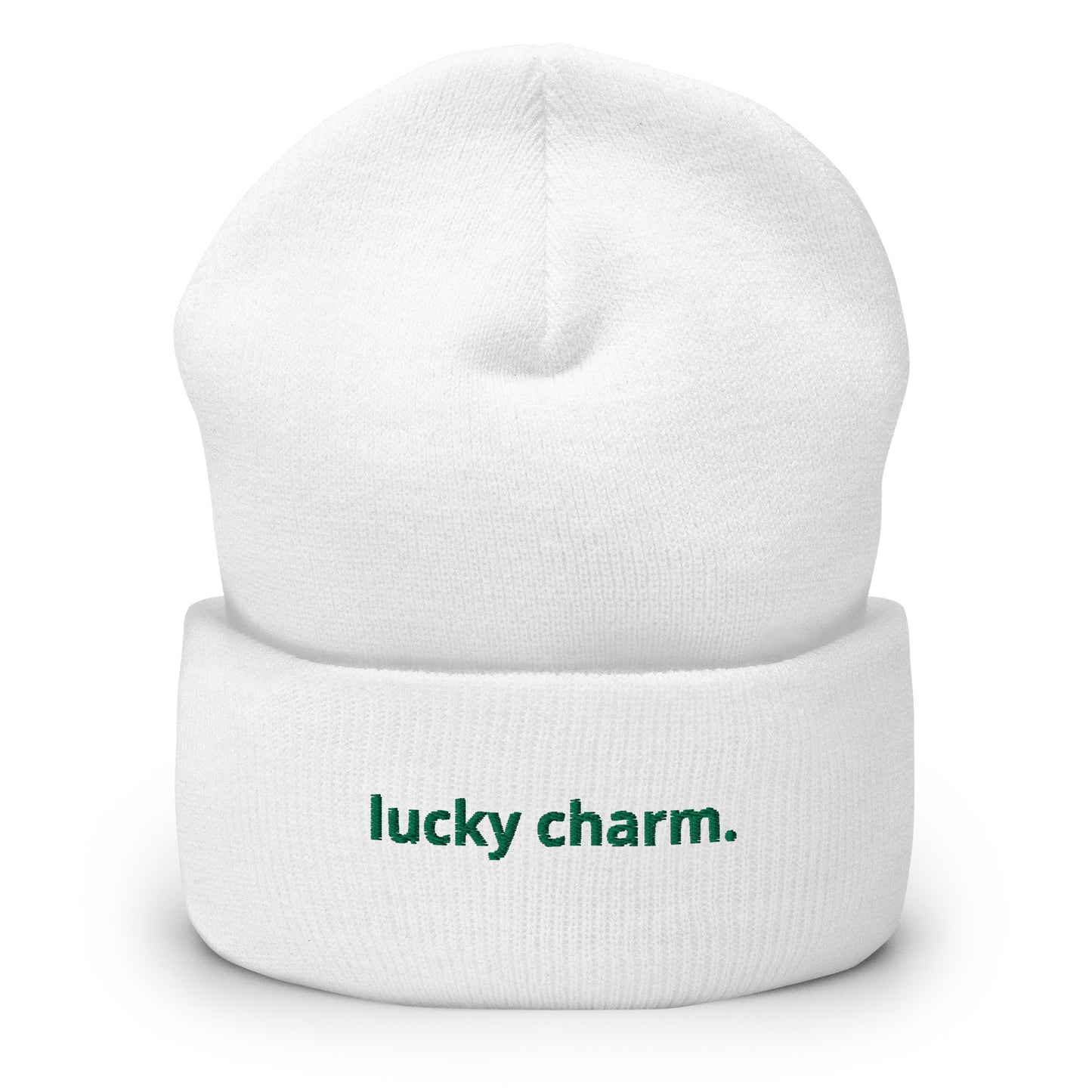 “lucky charm.” Embroidered Cuffed Beanie
