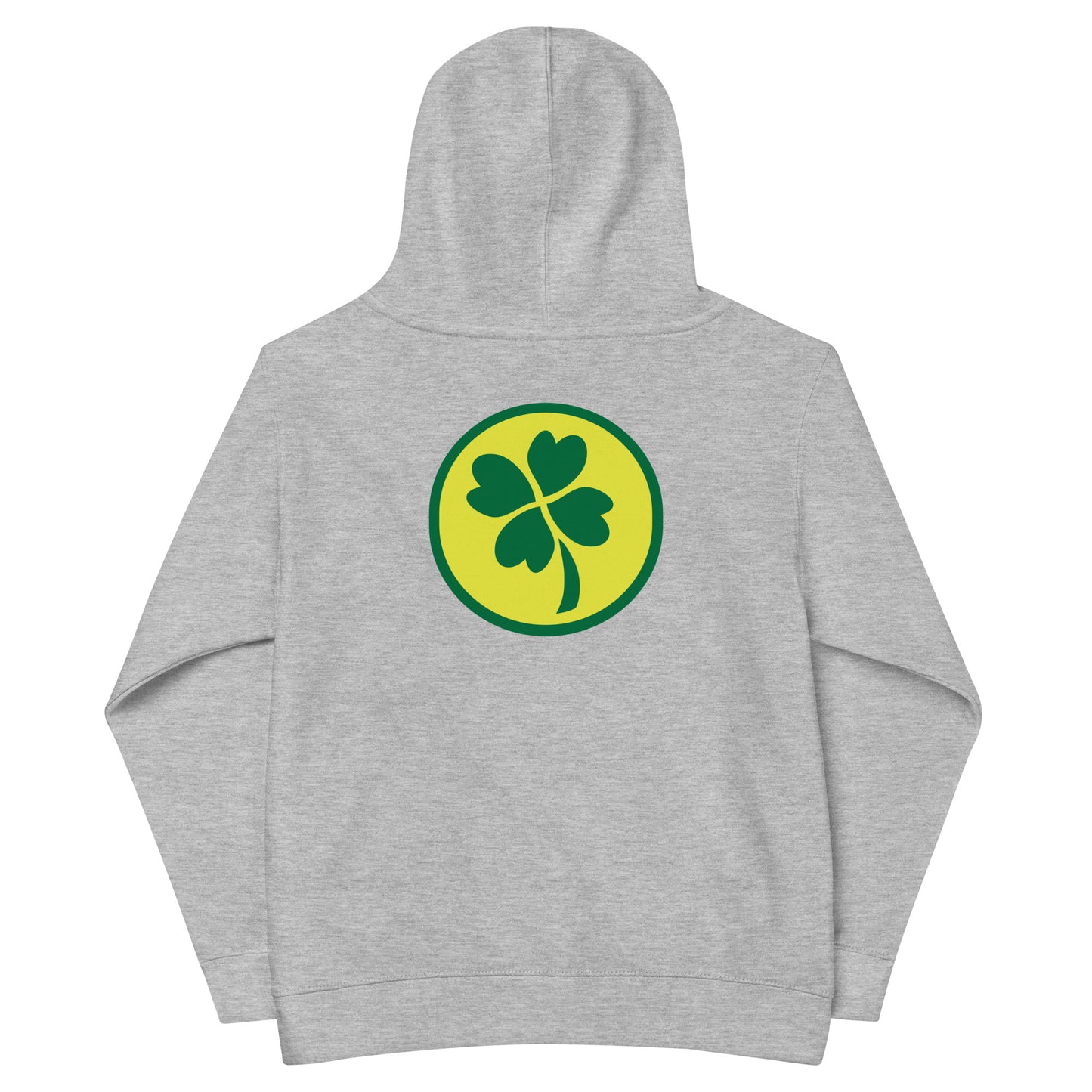 “lucky charm.” (Embroidered front) & Shamrock (Printed back) Kids fleece hoodie