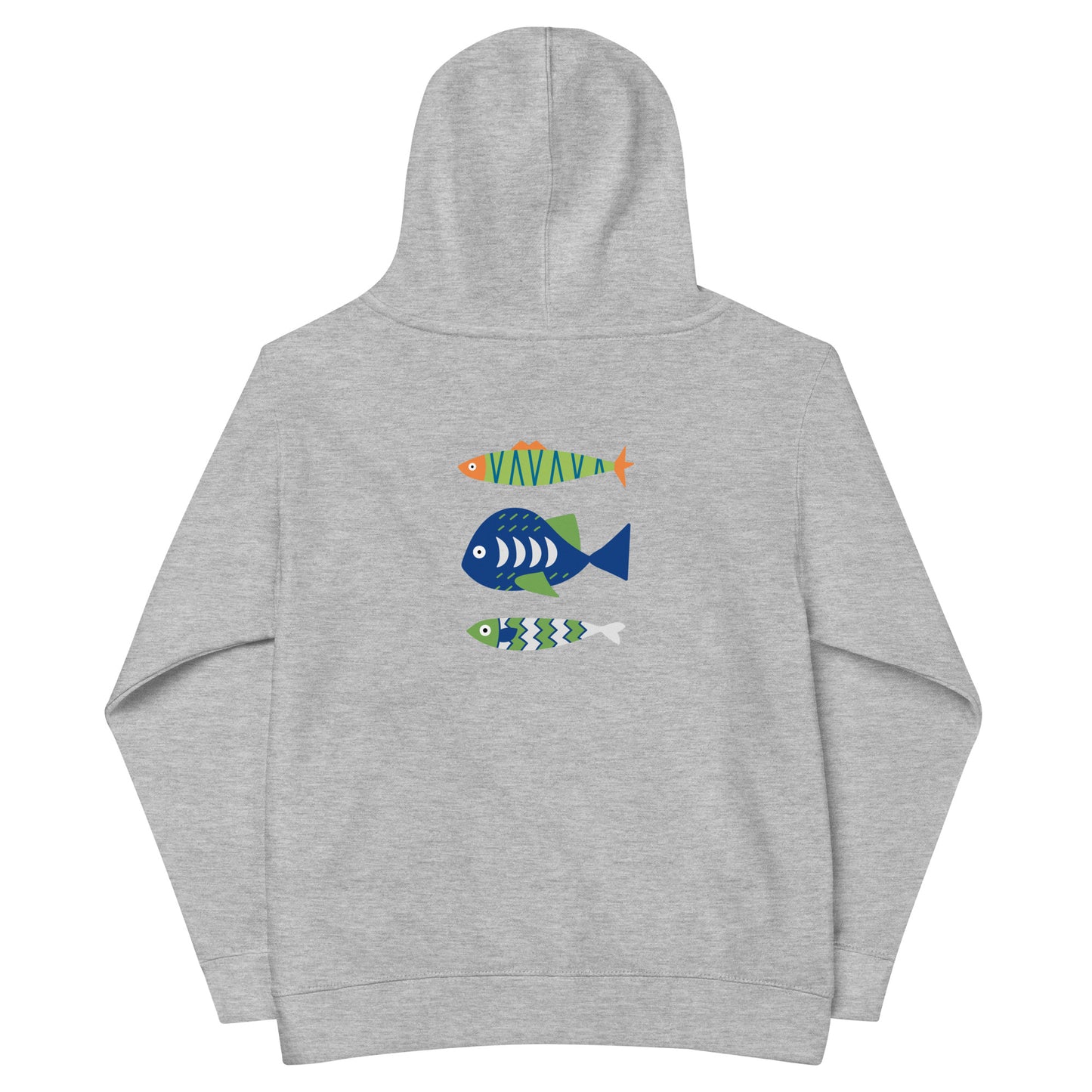 “go fish.” GREEN Embroidered Kids fleece hoodie