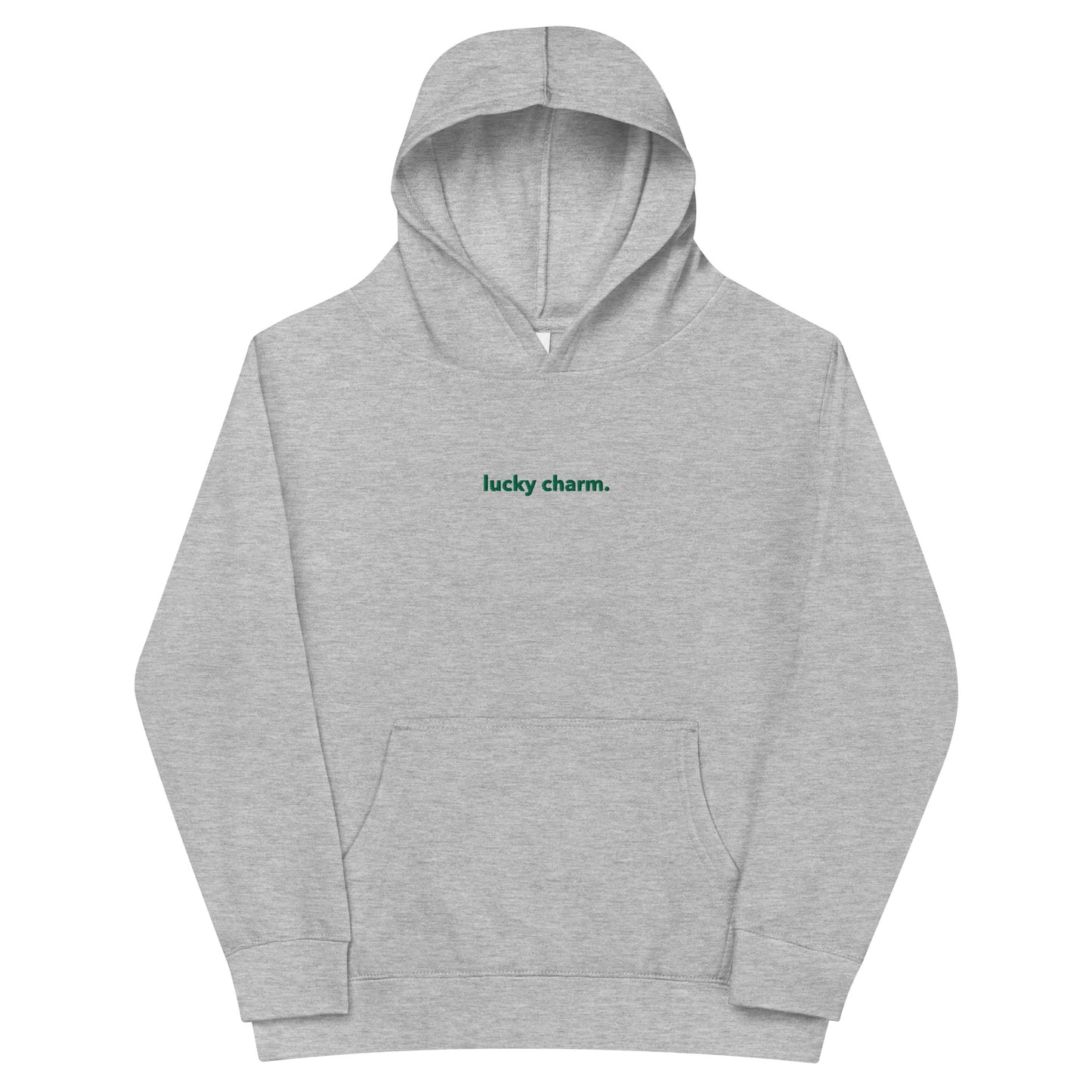 “lucky charm.” (Embroidered front) & Shamrock (Printed back) Kids fleece hoodie