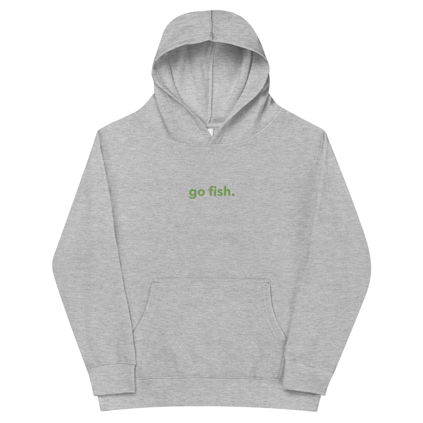 “go fish.” GREEN Embroidered Kids fleece hoodie