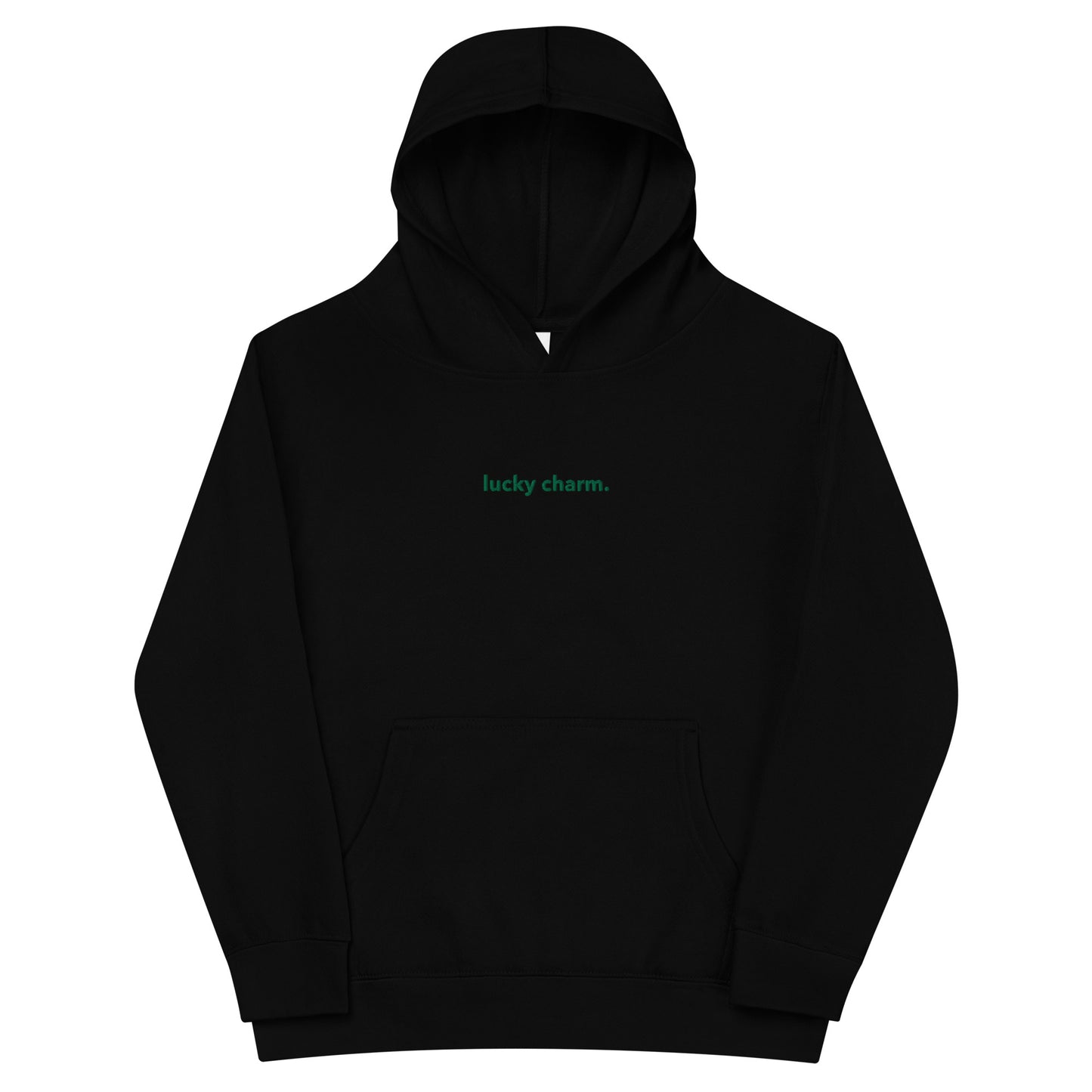 “lucky charm.” (Embroidered front) & Shamrock (Printed back) Kids fleece hoodie