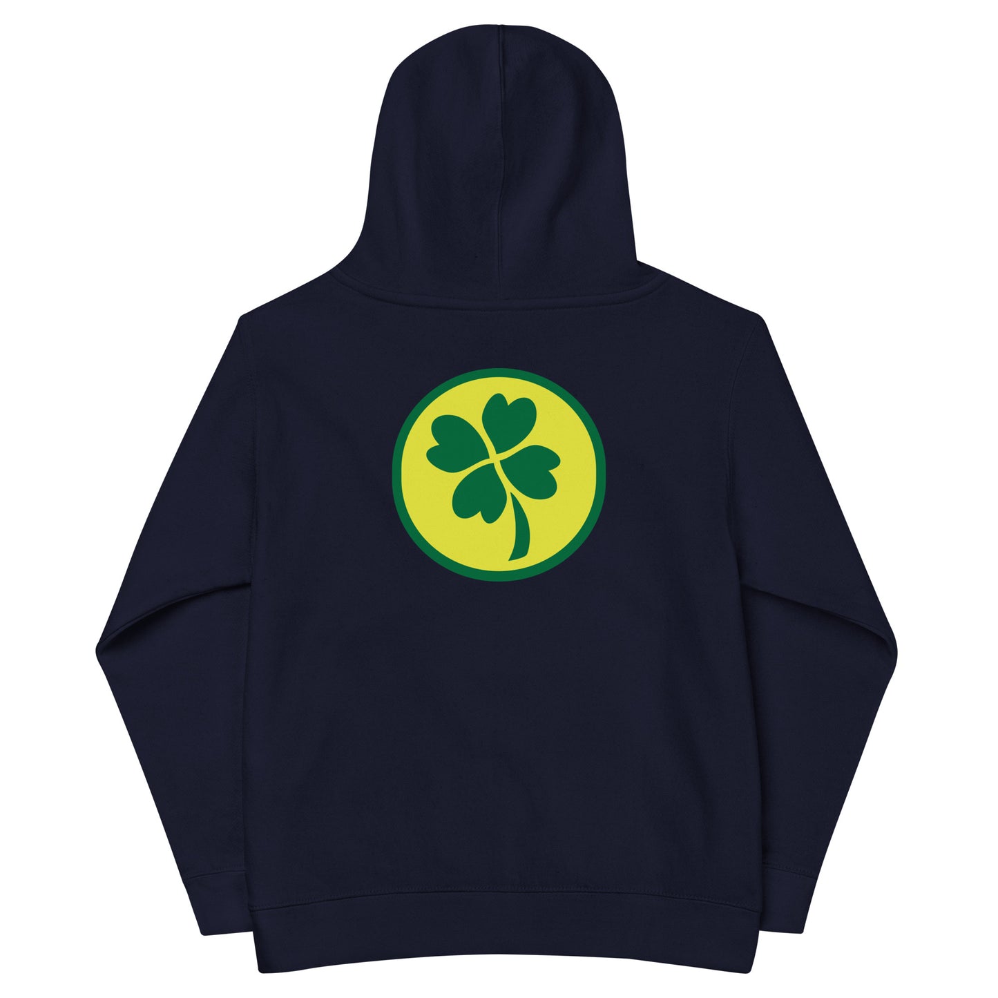 “lucky charm.” (Embroidered front) & Shamrock (Printed back) Kids fleece hoodie