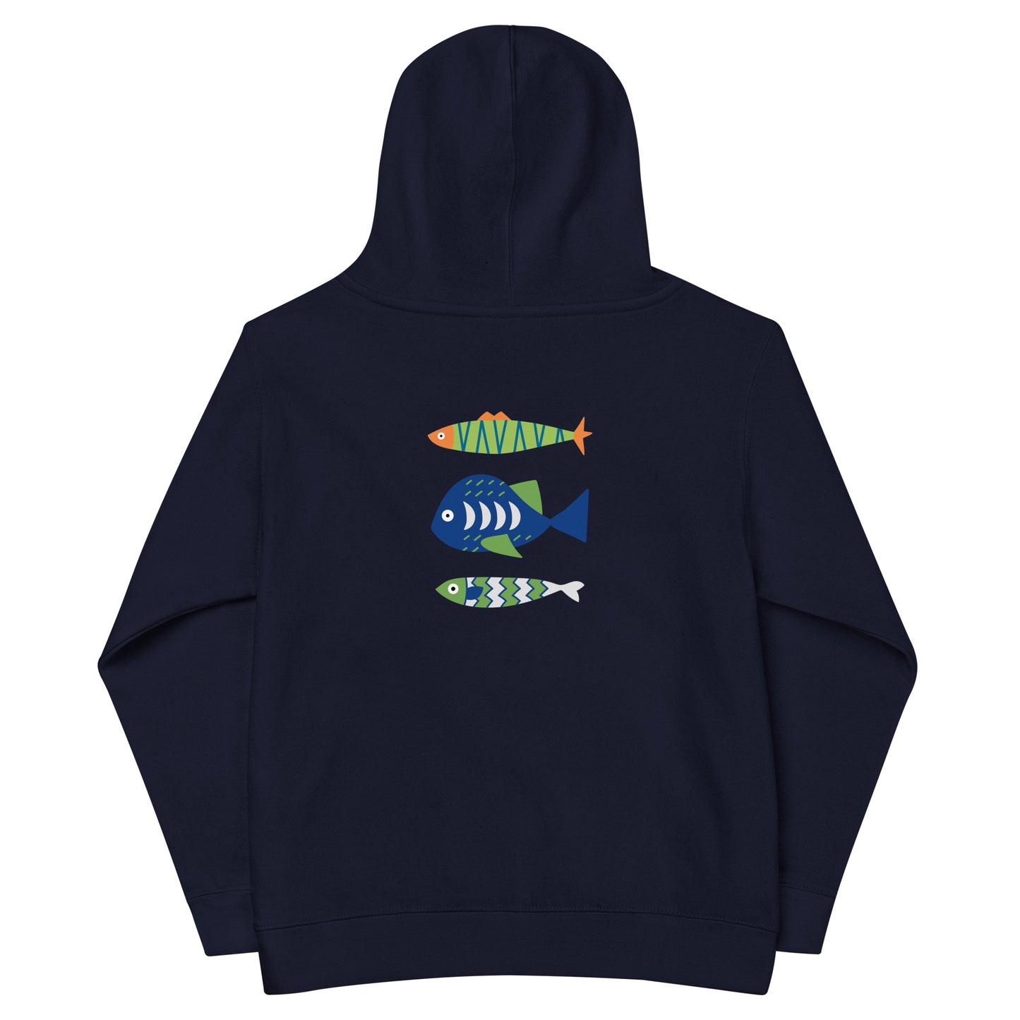 “go fish.” GREEN Embroidered Kids fleece hoodie