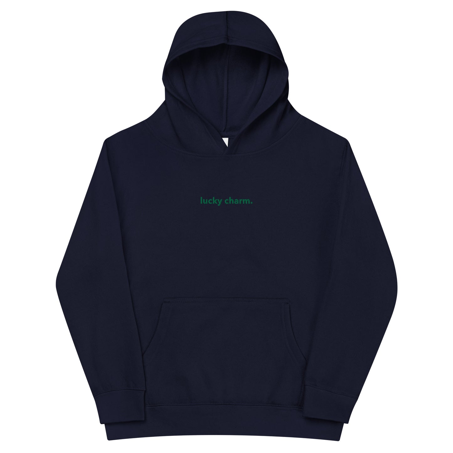 “lucky charm.” (Embroidered front) & Shamrock (Printed back) Kids fleece hoodie