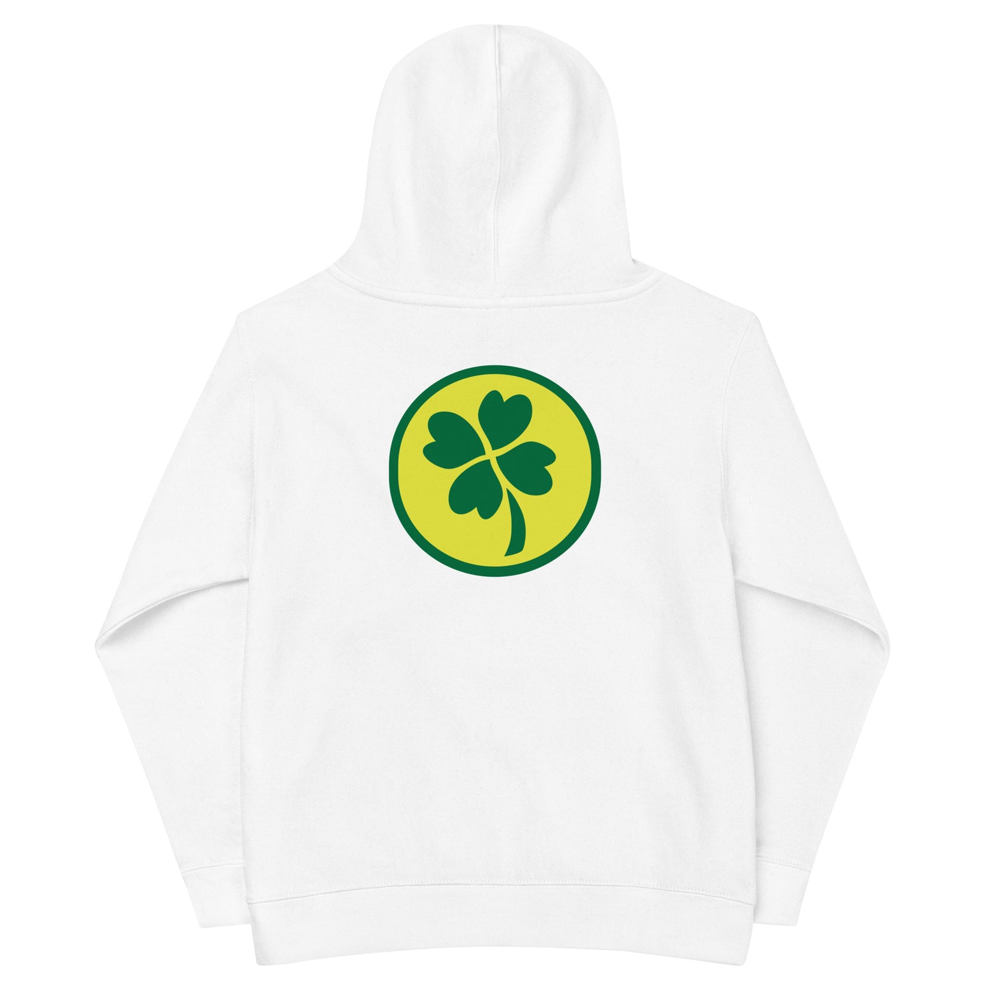 “lucky charm.” (Embroidered front) & Shamrock (Printed back) Kids fleece hoodie