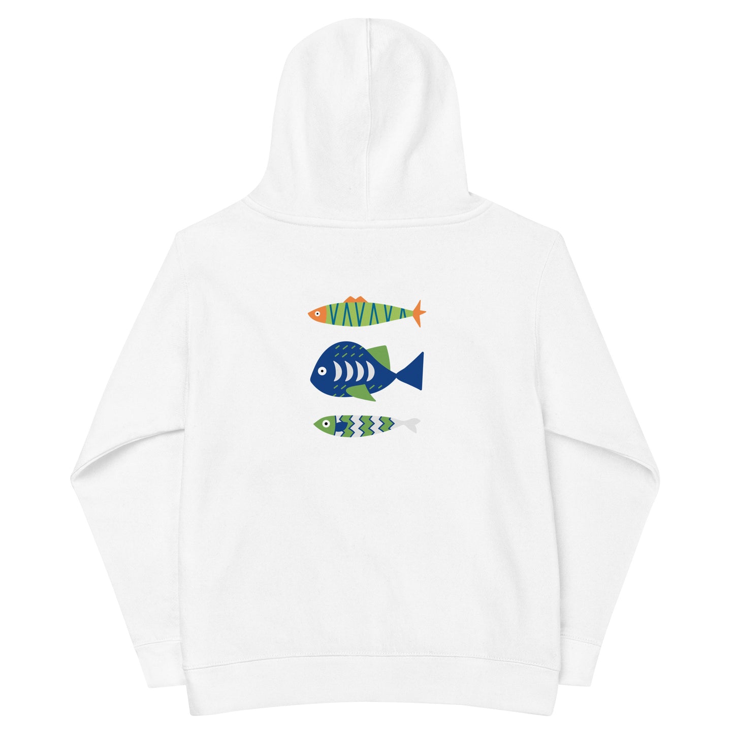 “go fish.” GREEN Embroidered Kids fleece hoodie