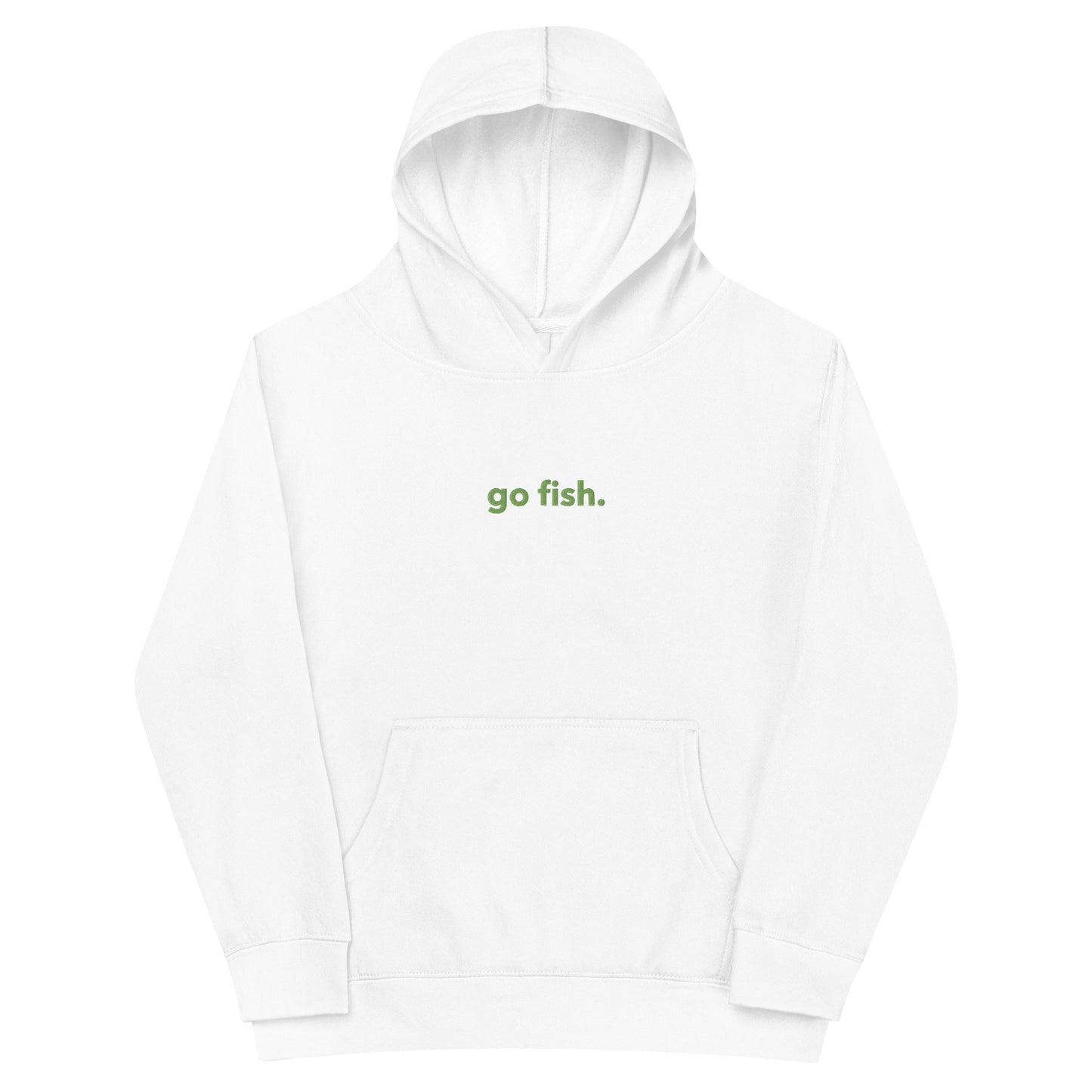 “go fish.” GREEN Embroidered Kids fleece hoodie