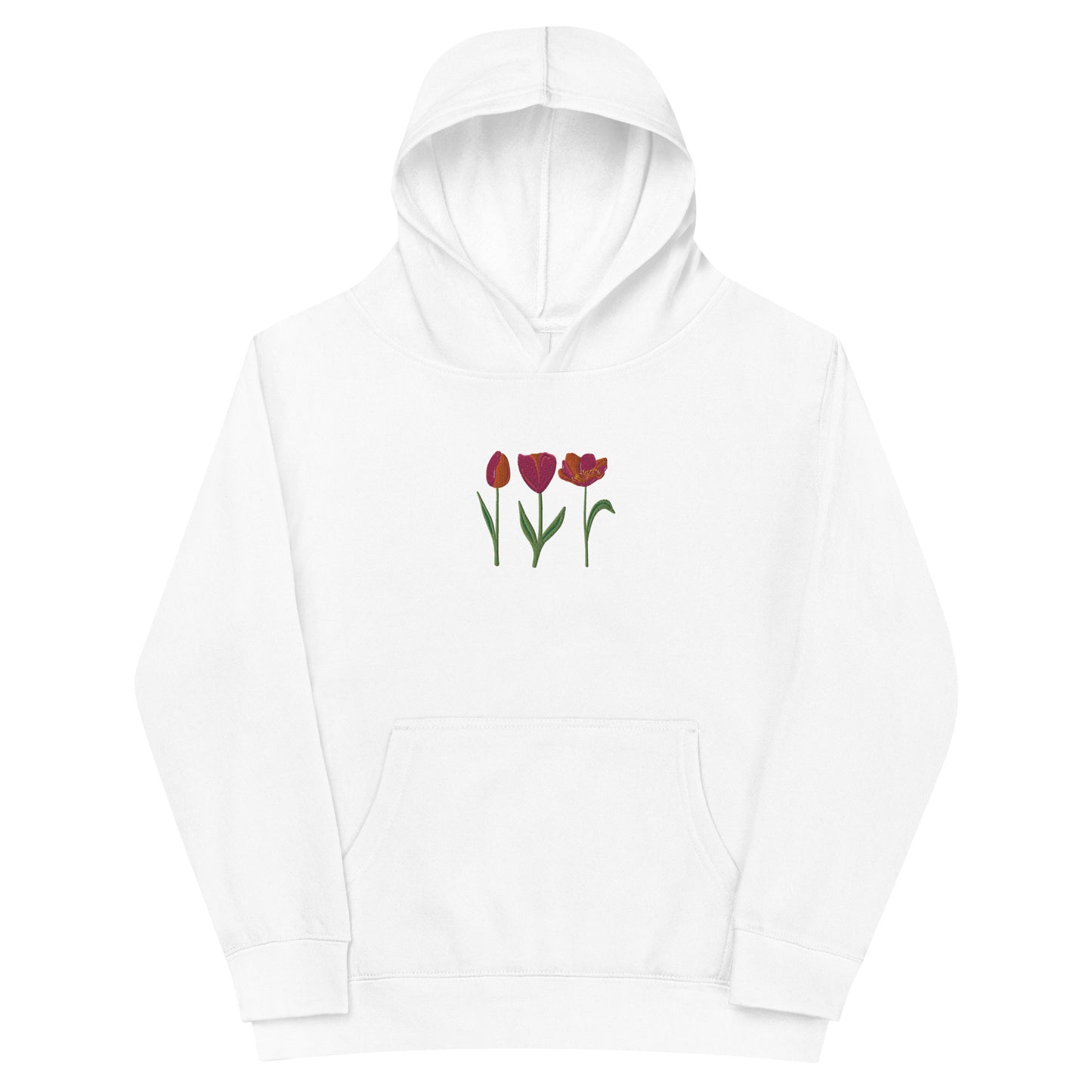 Three Tulips Embroidered Kids fleece hoodie