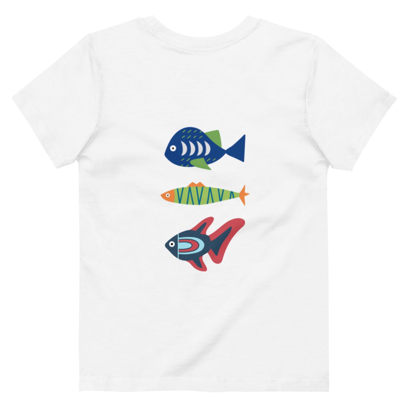 “go fish.” (Embroidered front) & 3 Fish (printed back) Organic cotton kids t-shirt