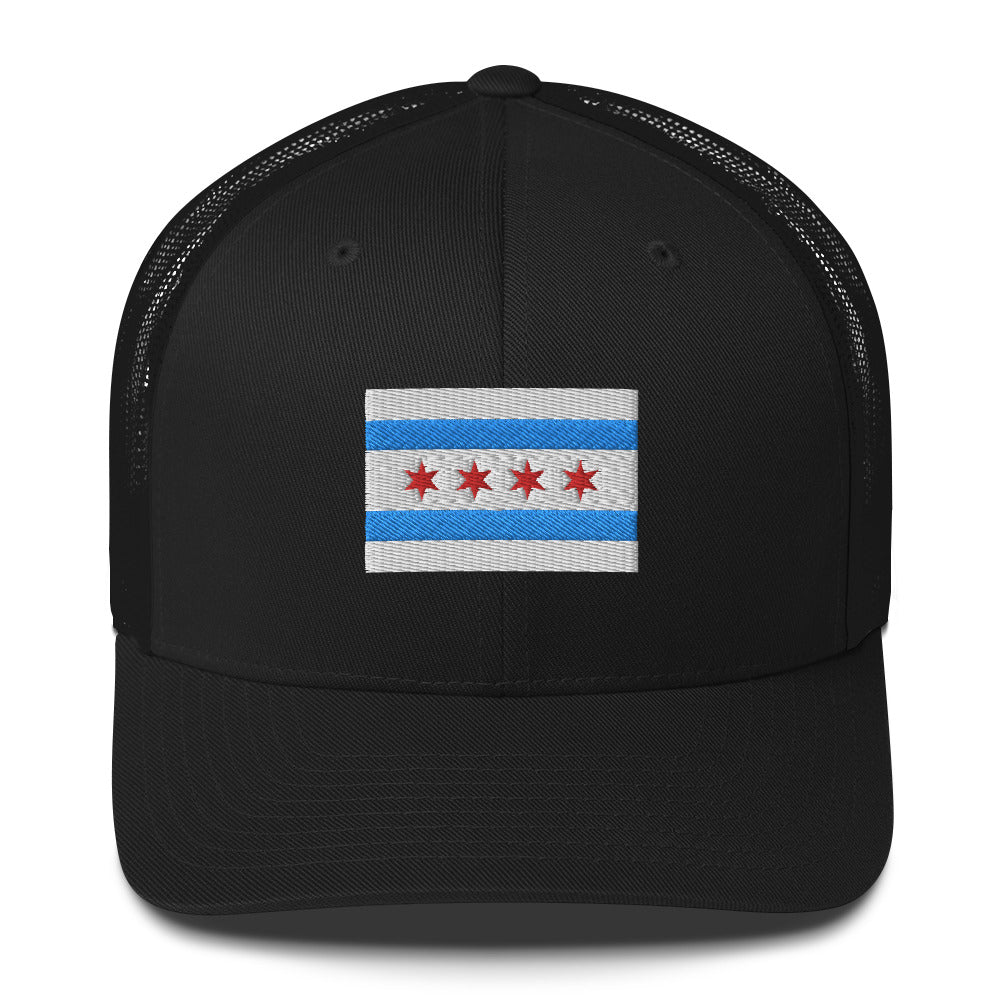 ‘Chicago Flag Embroidered Trucker Cap