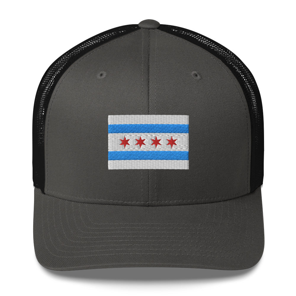 ‘Chicago Flag Embroidered Trucker Cap