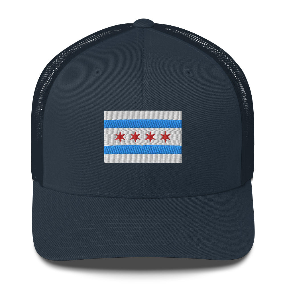 ‘Chicago Flag Embroidered Trucker Cap