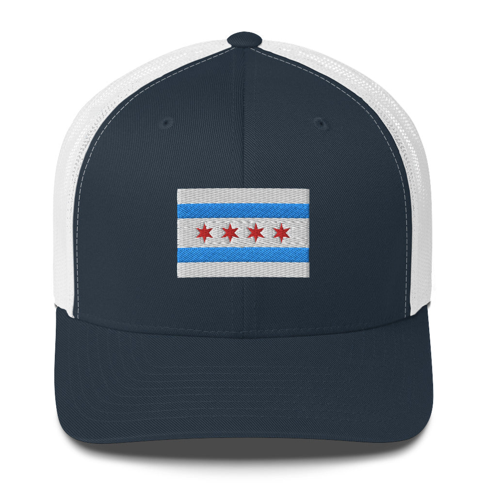 ‘Chicago Flag Embroidered Trucker Cap