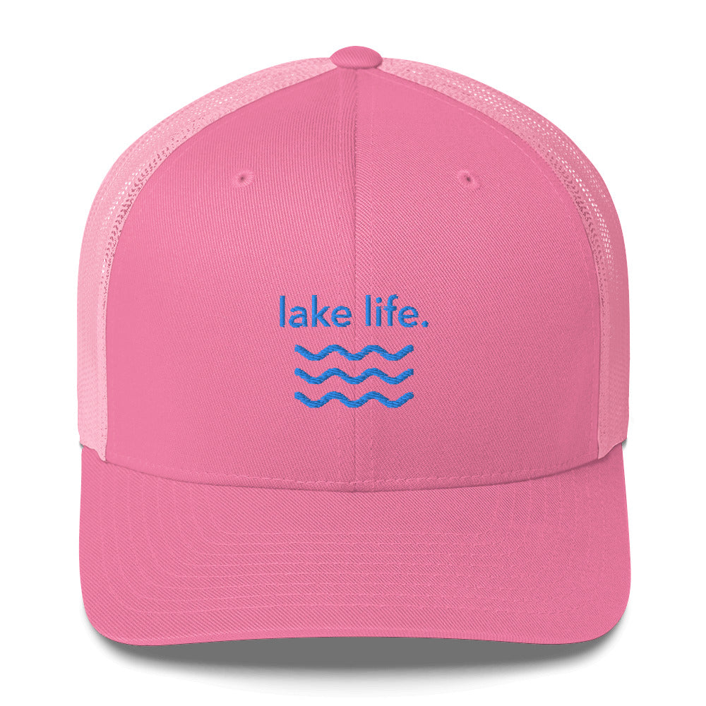 “lake life.” w/waves Embroidered Trucker Cap