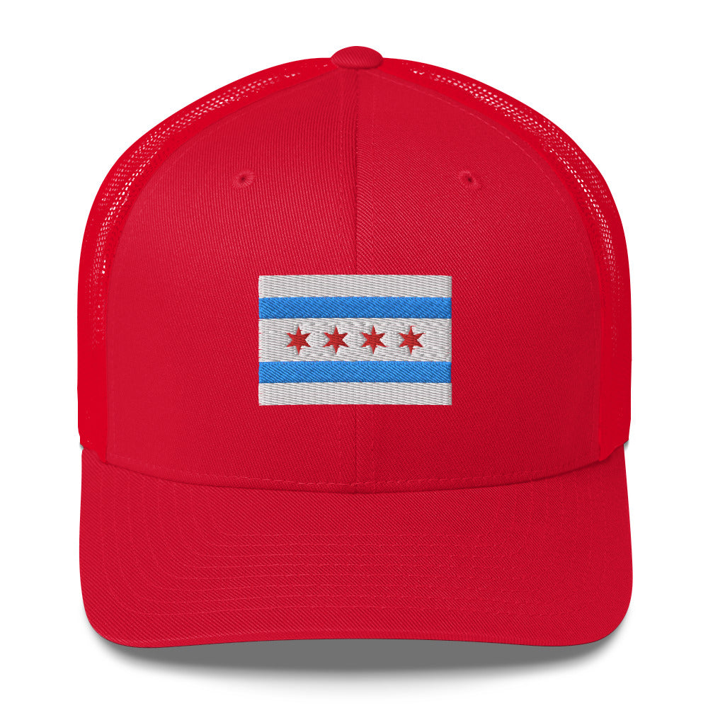 ‘Chicago Flag Embroidered Trucker Cap