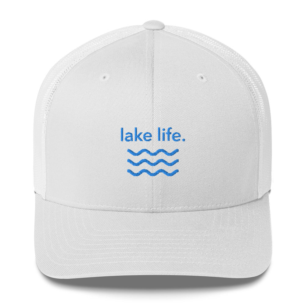“lake life.” w/waves Embroidered Trucker Cap