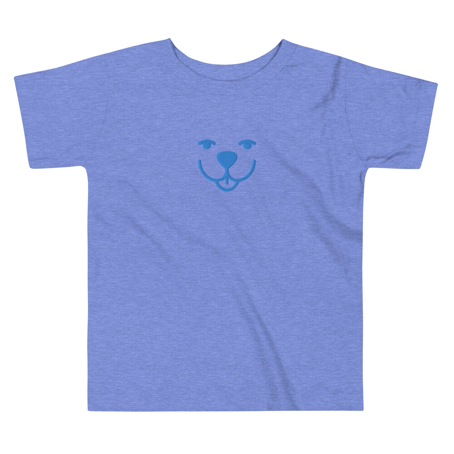 Blue Dog Smile Embroidered Toddler Short Sleeve Tee