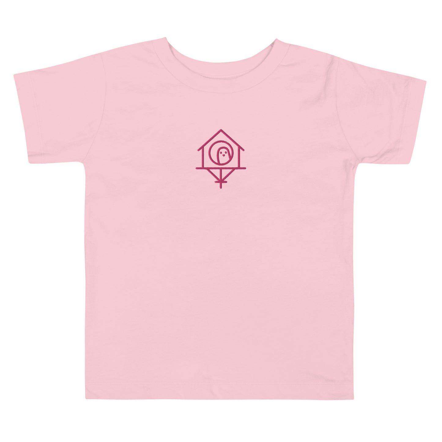 Pink Birdhouse Embroidered Toddler Short Sleeve Tee