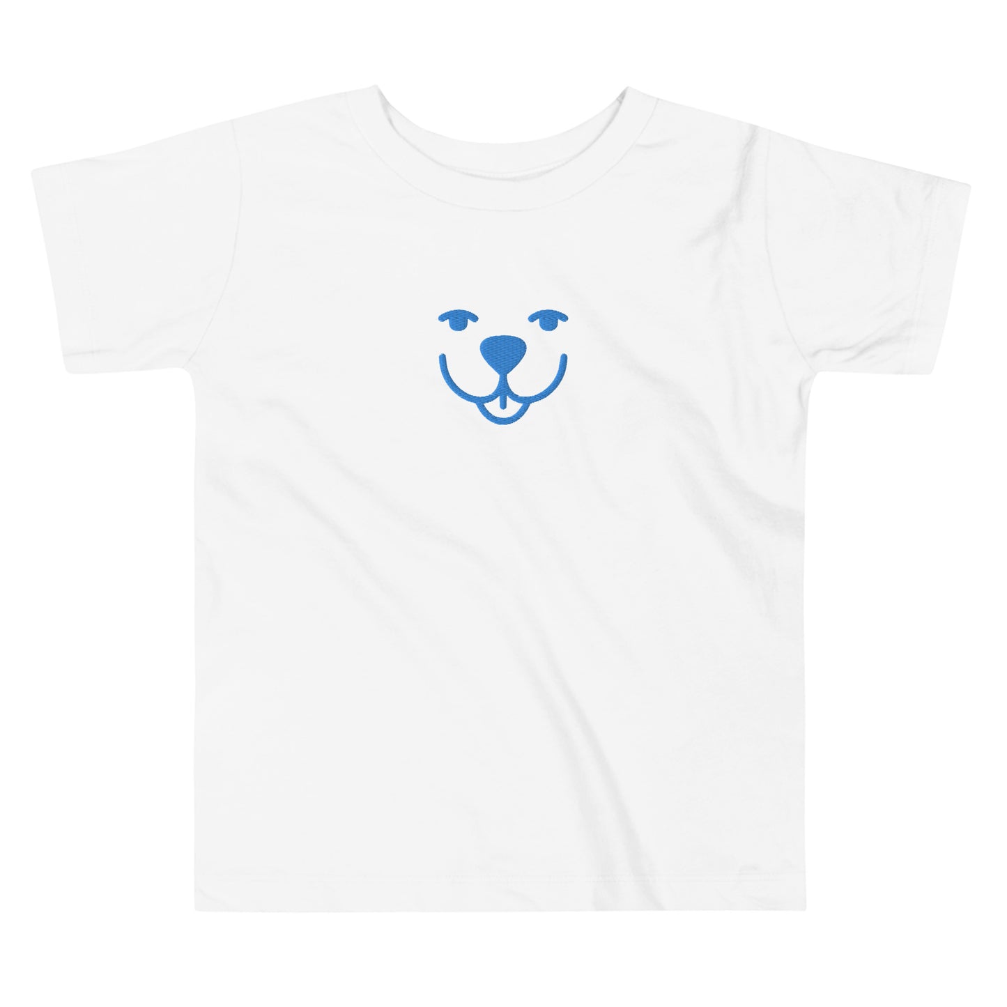 Blue Dog Smile Embroidered Toddler Short Sleeve Tee