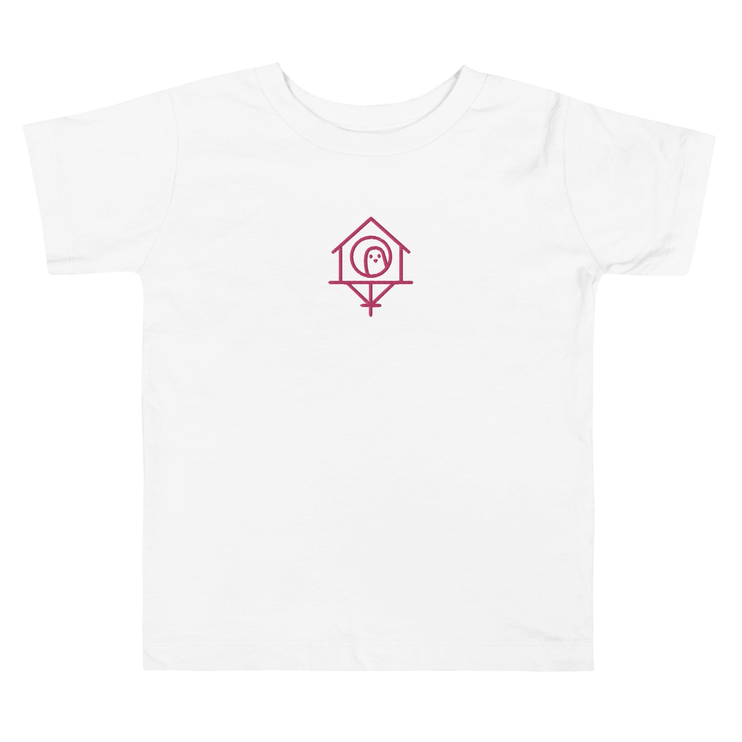 Pink Birdhouse Embroidered Toddler Short Sleeve Tee