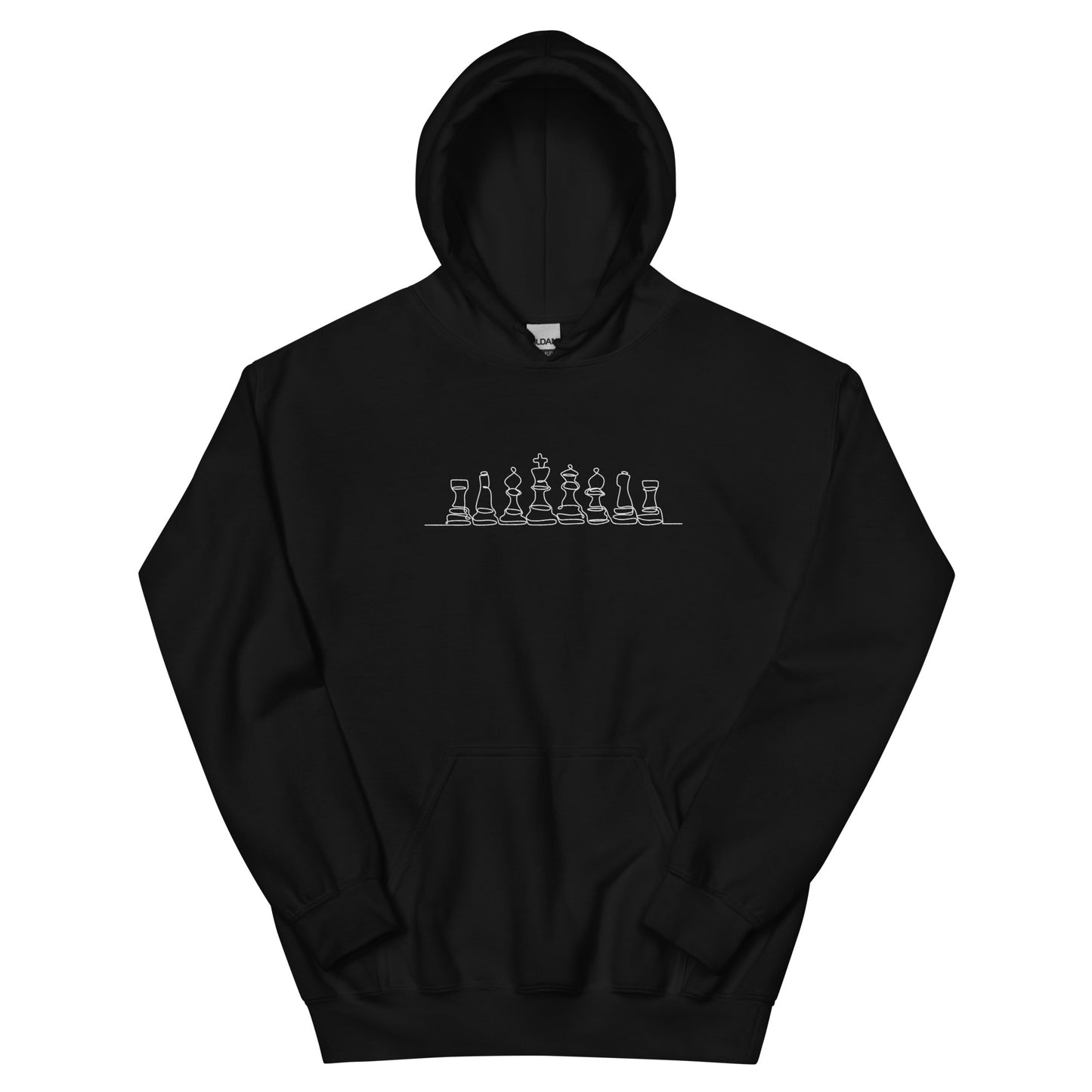 Chess Pieces line drawing Embroidered Unisex Hoodie