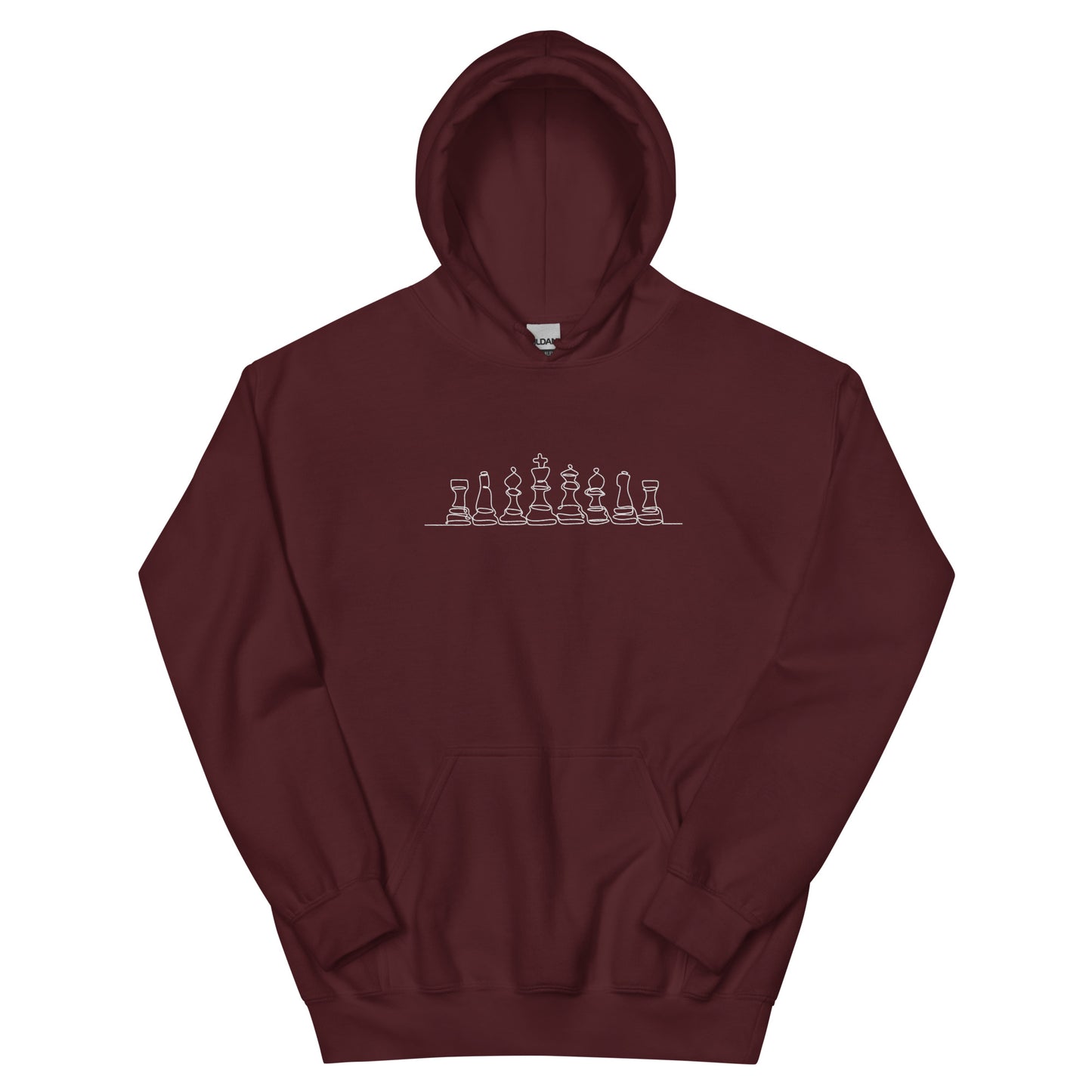 Chess Pieces line drawing Embroidered Unisex Hoodie