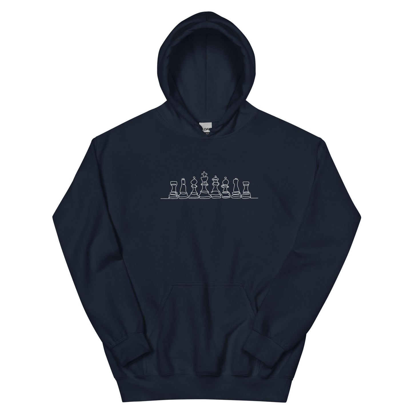Chess Pieces line drawing Embroidered Unisex Hoodie