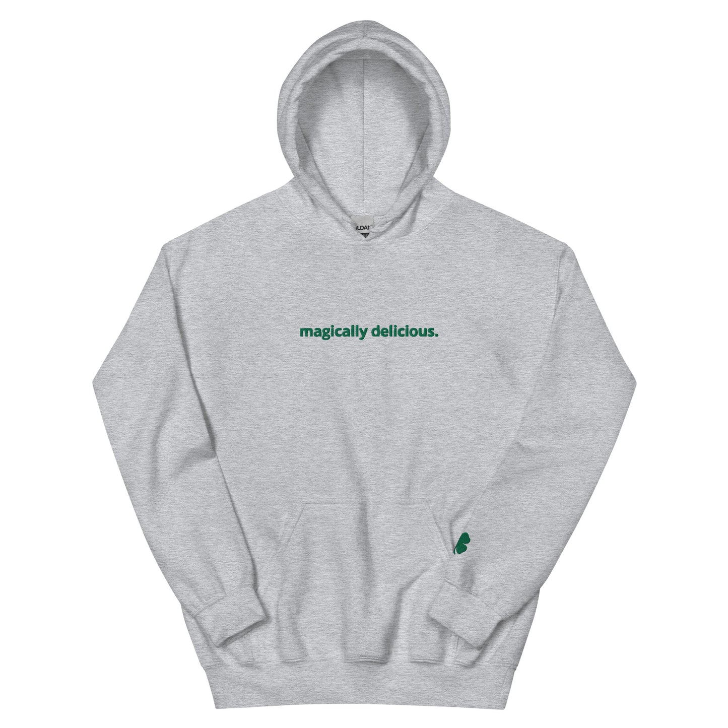 Shamrock & “magically delicious.” Embroidered Unisex Hoodie