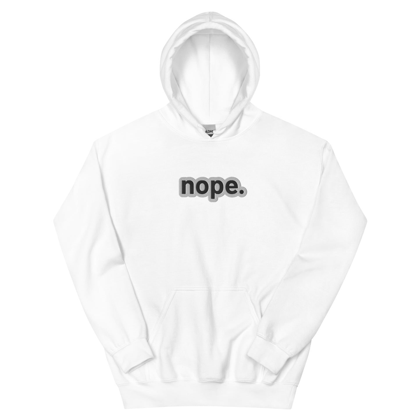 “nope” Embroidered white outline Unisex Hoodie