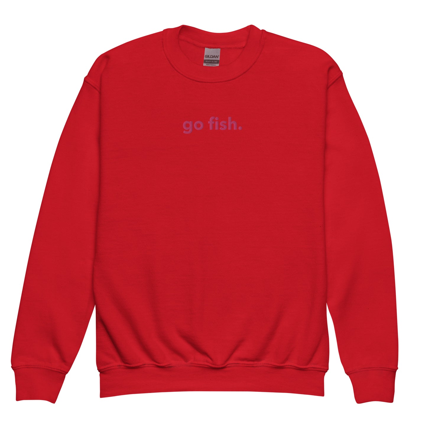 “go fish.” PINK Embroidered Youth crewneck sweatshirt