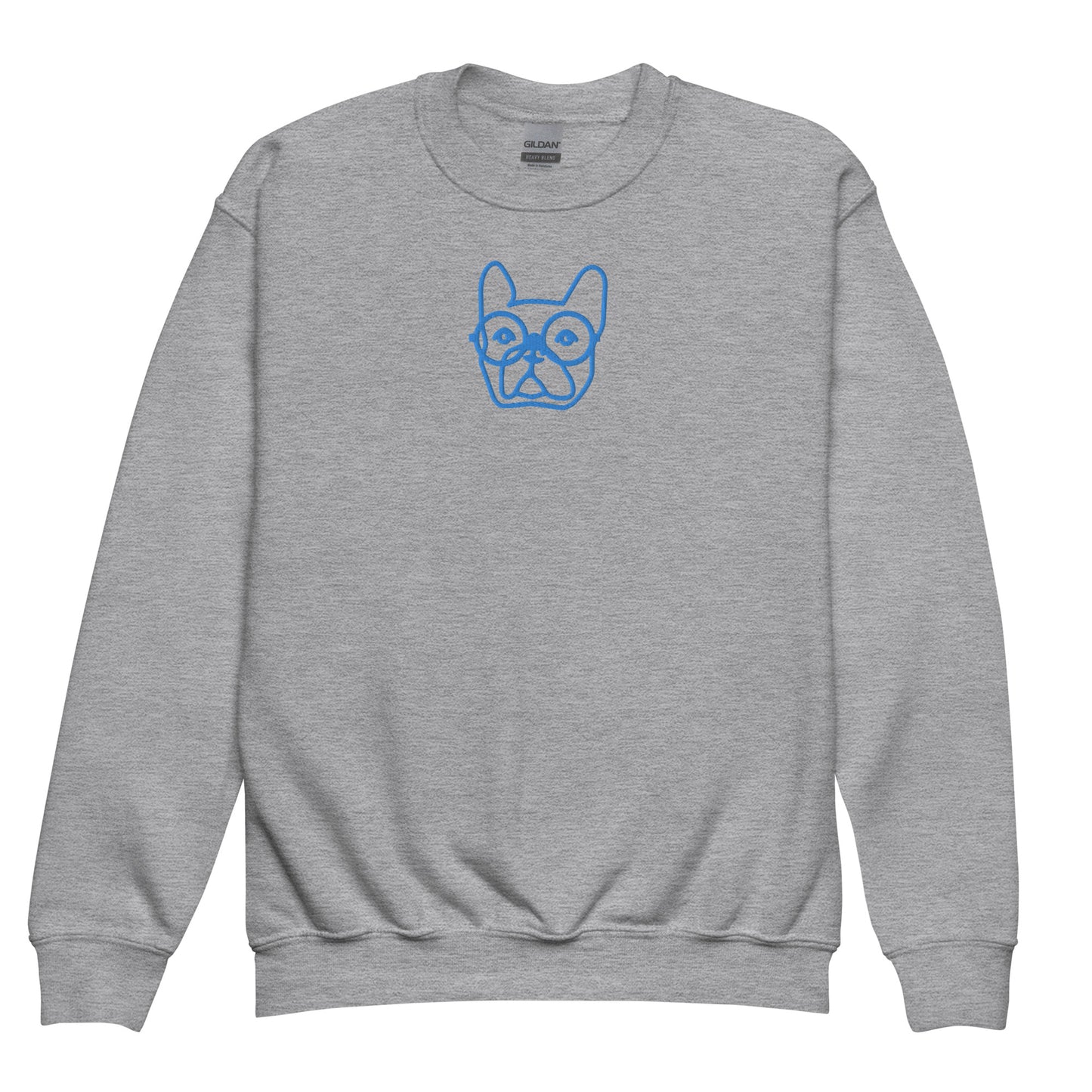 Glasses Dog Embroidered Youth crewneck sweatshirt