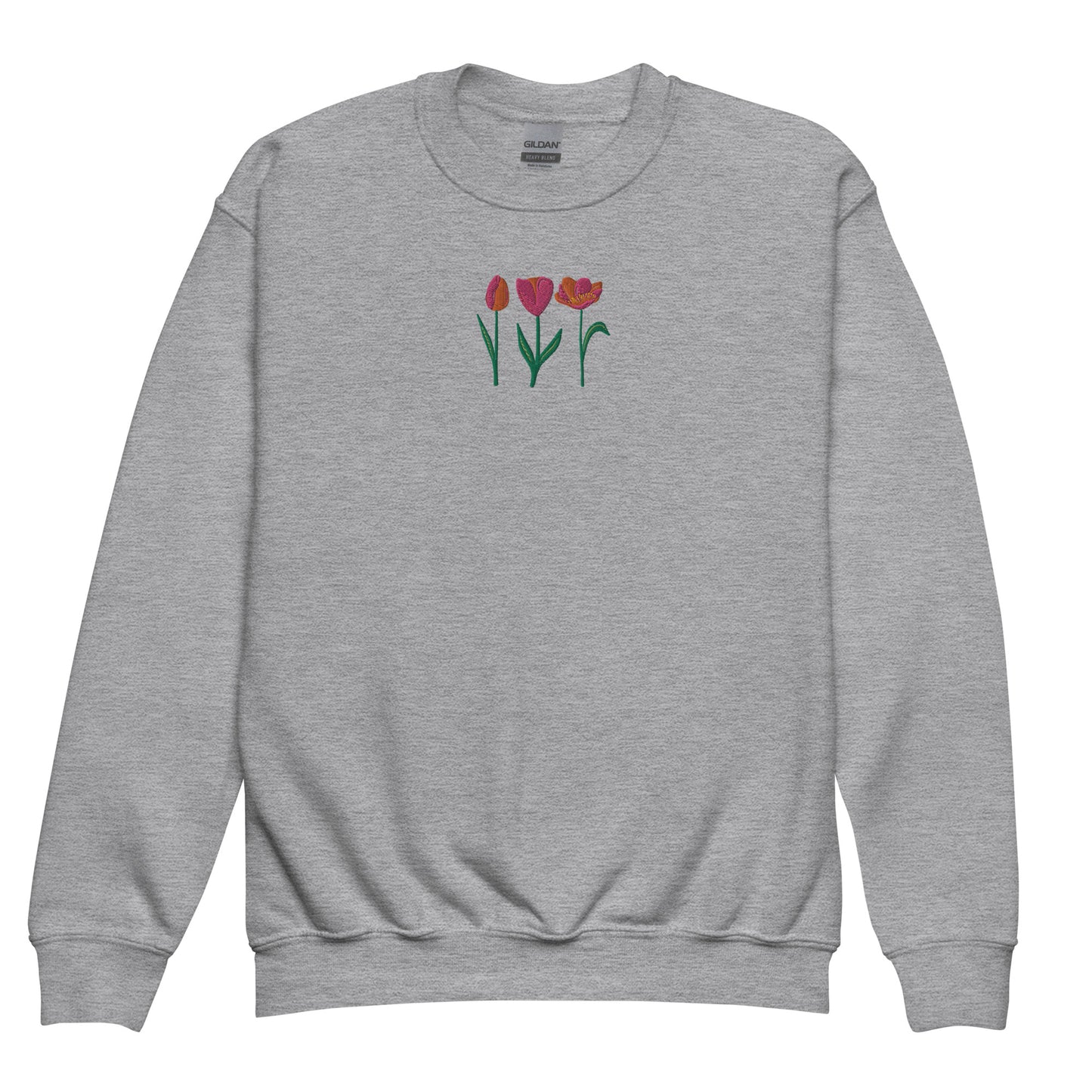 3 Tulips Embroidered Youth crewneck sweatshirt