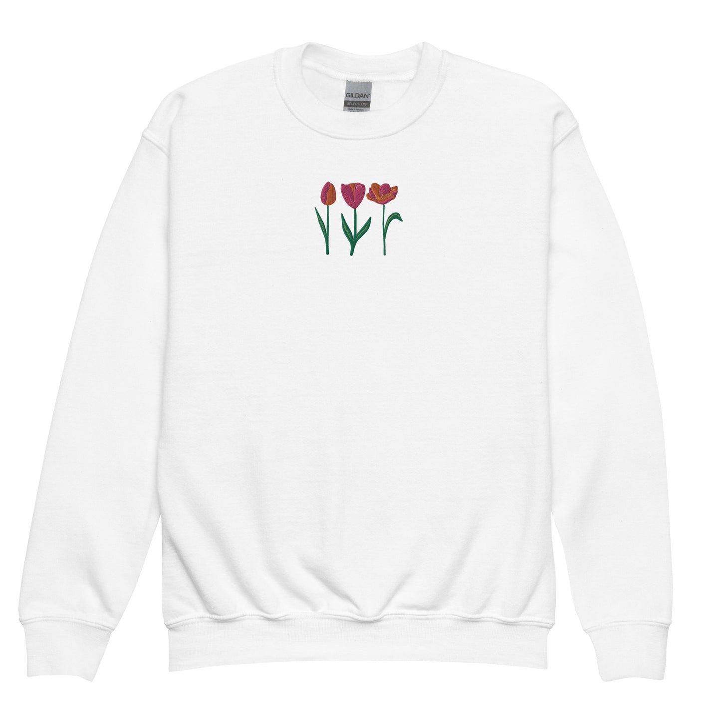 3 Tulips Embroidered Youth crewneck sweatshirt