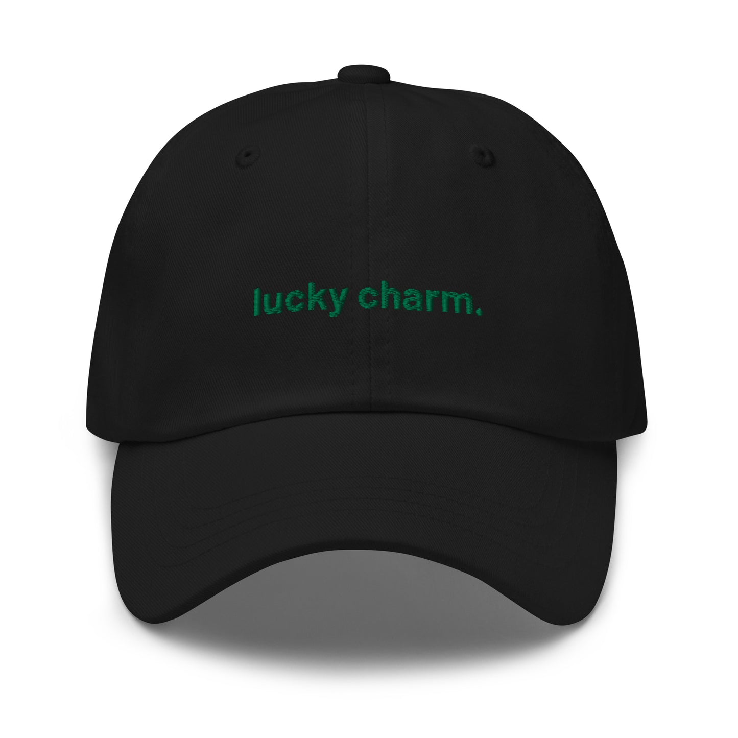 “lucky charm.” & shamrocks trio Embroidered Baseball Hat