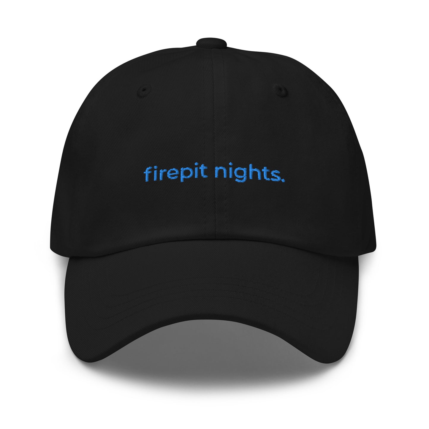 “firepit nights.” ‘Embroidered Baseball Hat