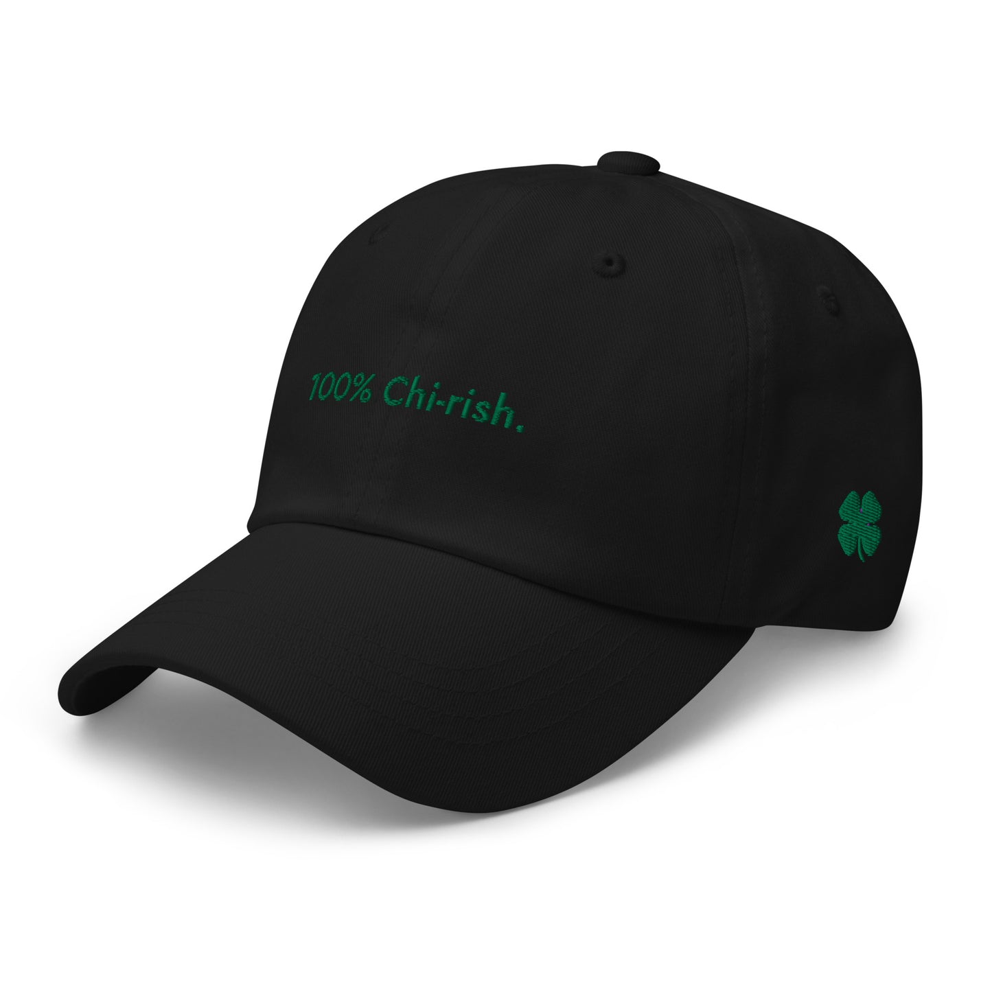 “100% Chi-rish.” & Shamrock Embroidered Baseball Hat
